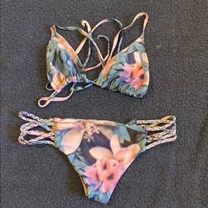 Stone Fox Swim Pastel Floral Triangle Bikini set